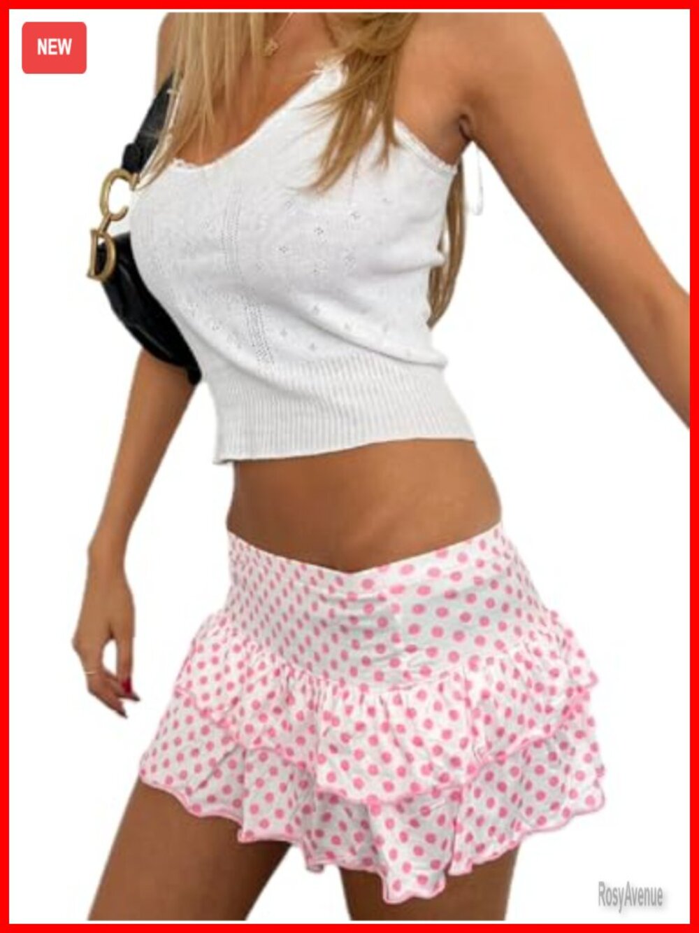 Womens Y2k Ruffle Mini Skirt Low Waist Polka Dot Pleated A Line Summer Beach